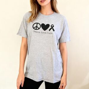 sz xl Unisex Grey Womens Mens Peace Love Cure T-Shirt Tee by Gildan